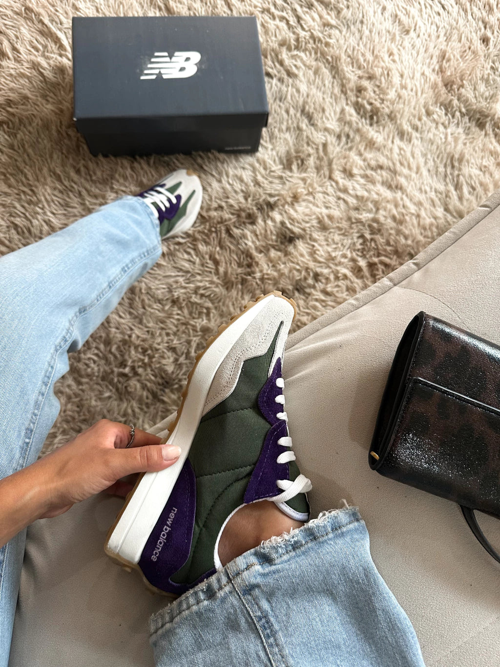 NB 327 Roxo com Verde